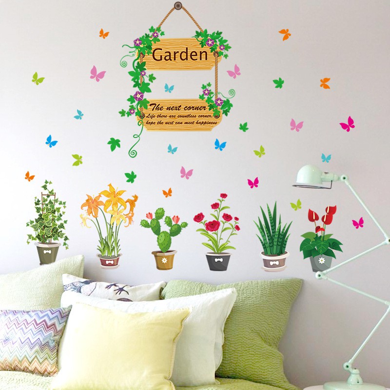 RELIZA WALLSTICKER POT GARDEN BUNGA TANAMAN FLOWERS SK7066