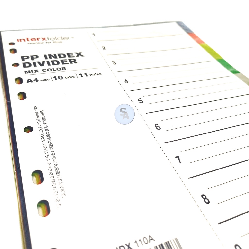 

INTER-X -PP Index Divider A4 -10 Tabs - 11 Holes - Set