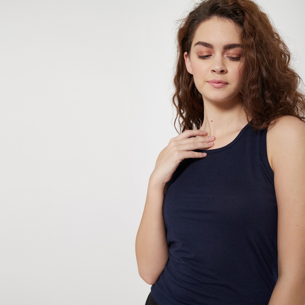 IE.DEMODE Tanktop Wanita Pakaian Dalam Singlet Tank Top Kaos Polos Basic Standard / Jumbo Navy-4