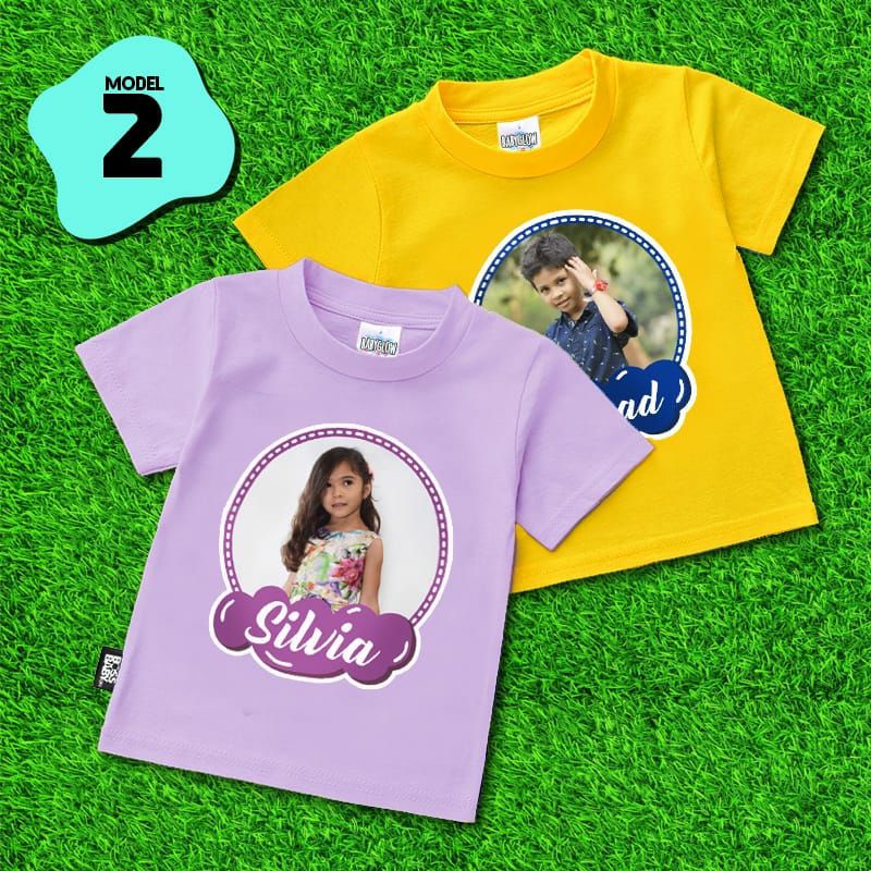 kaos anak free bordir nama  sablon foto