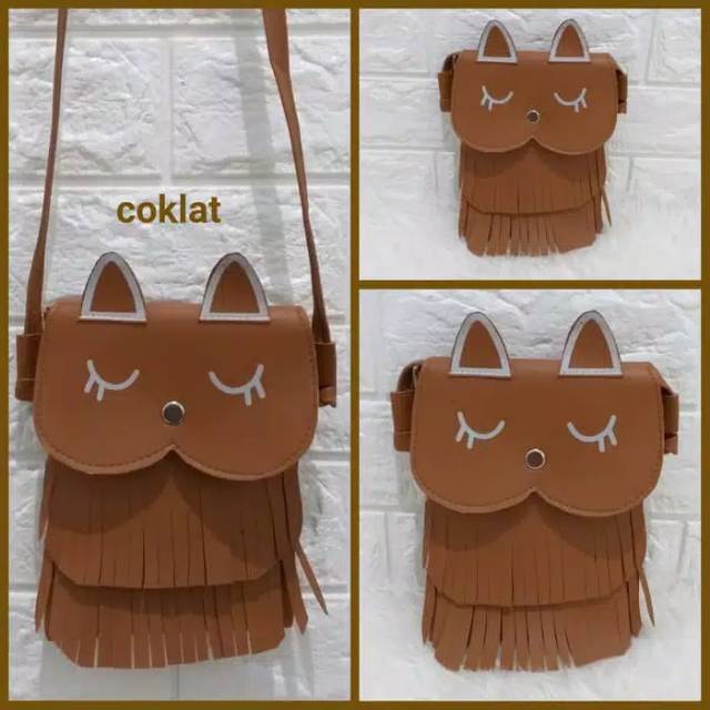 FUKORO SLING PHONE BURUNG HANTU OWL SLING BAG LUCU TAS RUMBAI CEWEK