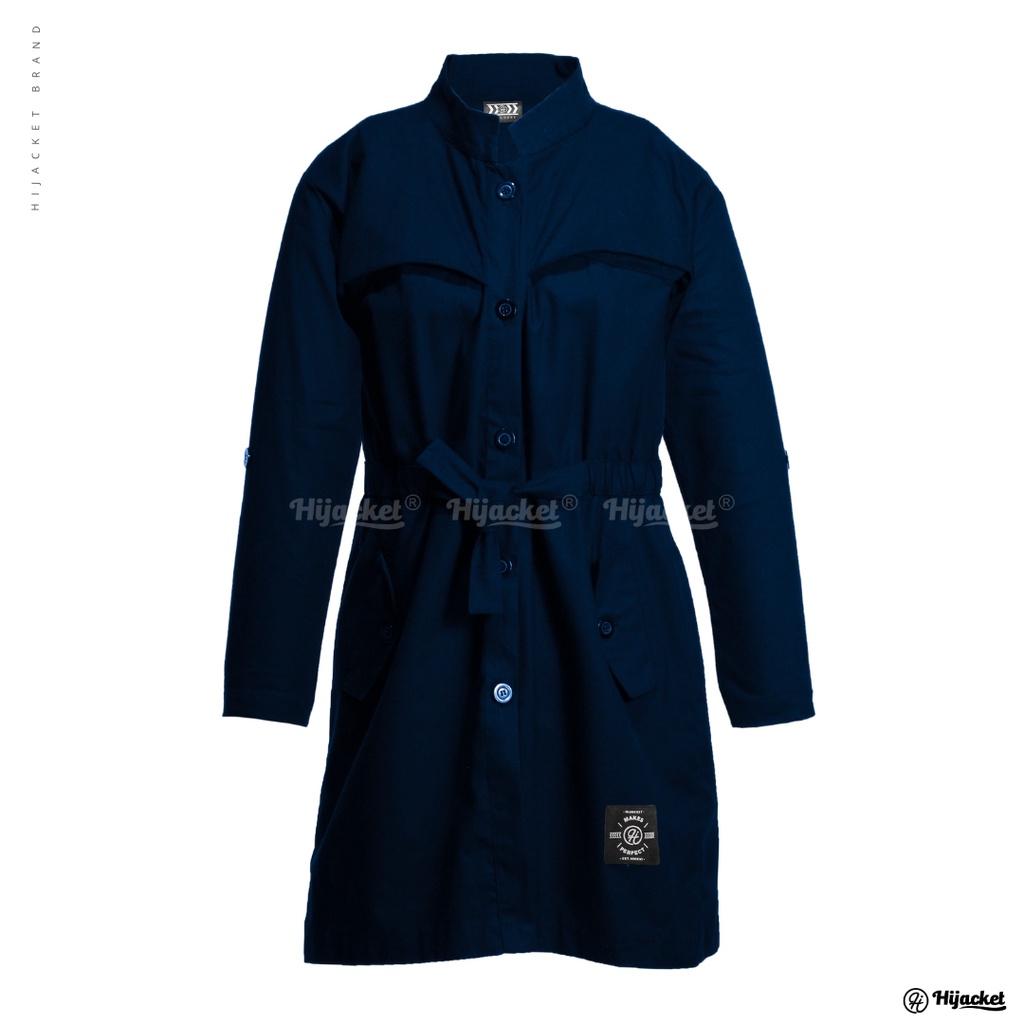 ⭐️NEW BEST SELLER⭐️ JAKET WANITA MUSLIMAH - HIJACKET VALERIA - HIJAKET HIJAB SYARI PANJANG ORIGINAL-Navy (Biru Navi)