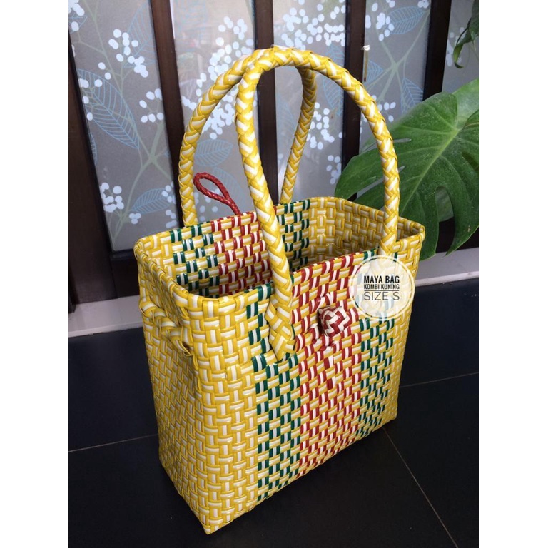 TAS ANYAMAN PLASTIK | TAS PASAR | TAS JINJING | KUNING KOMBI