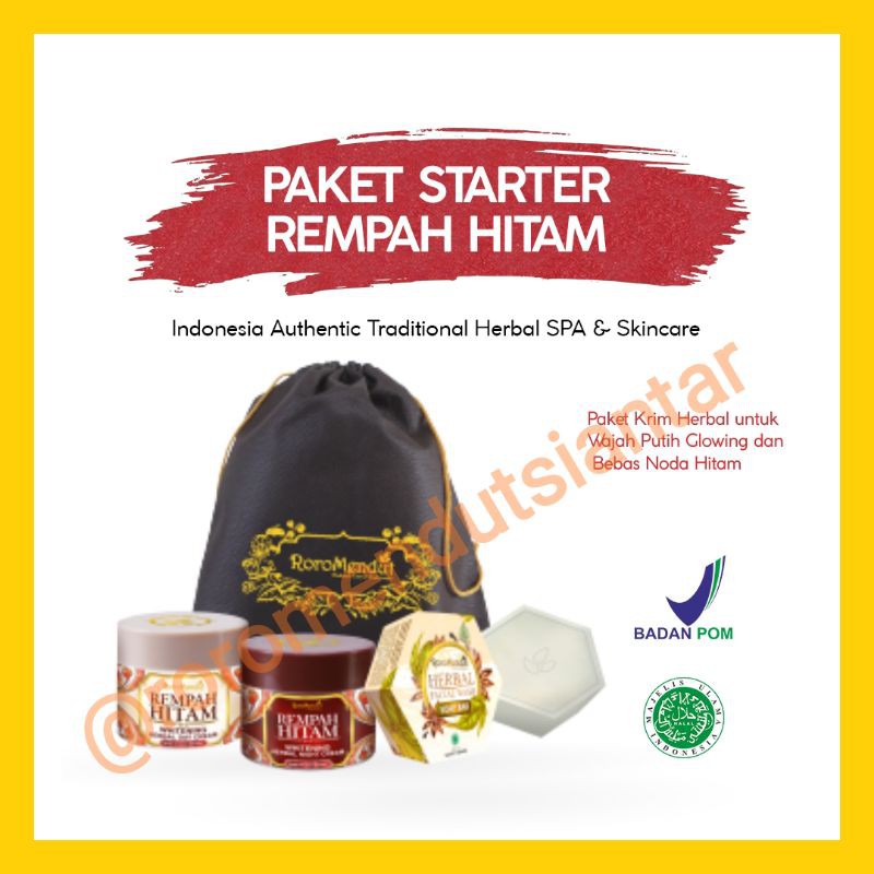 RORO MENDUT STARTER REMPAH HITAM Whitening Paket Skincare