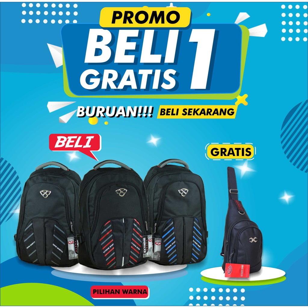 BELI 1 GRATIS 1 - RANSEL GENDONG EXTREME TAS PUNGGUNG LAPTOP FREE SELEMPANG ALSTON KEREN MURAH KUAT