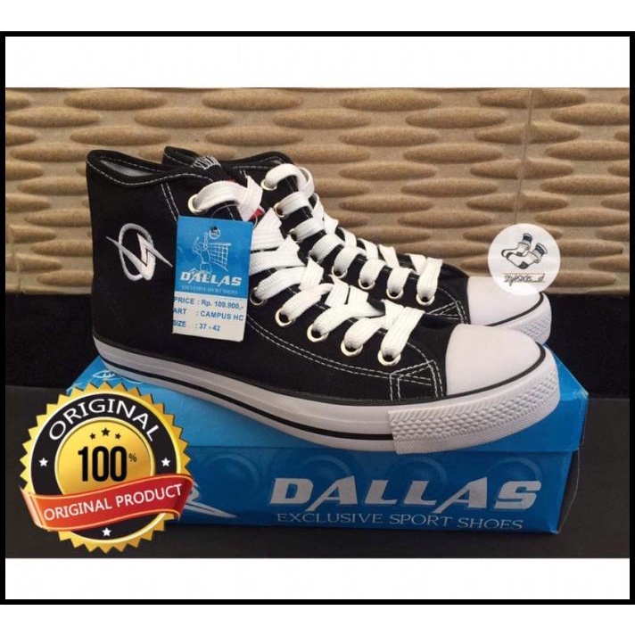 Sepatu Dallas Hitam Putih Tinggi Original (Sepatu Sekolah Anak)