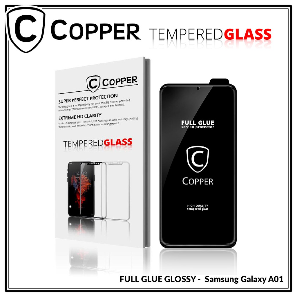 Samsung Galaxy A01 - COPPER Tempered Glass Full Glue Premium Glossy