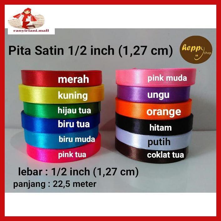 

E343Te6- Pita Satin 1/2 Inch (1,27 Cm) - Merah Yuiu9O-