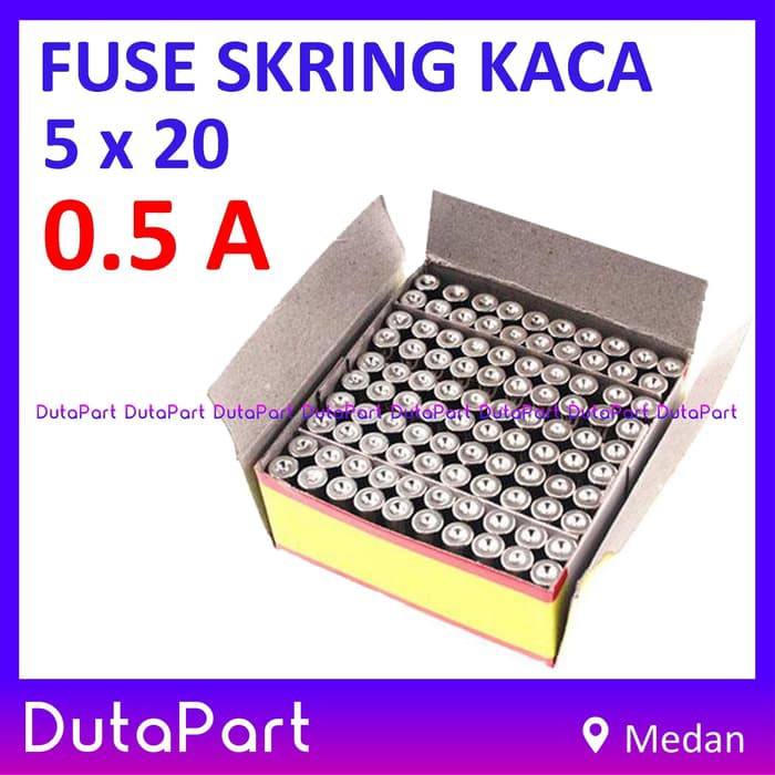 Skring Fuse Kaca 0.5A Uk. 5x20 mm 250VAC Sekring Sekering 0.5 A Ampere