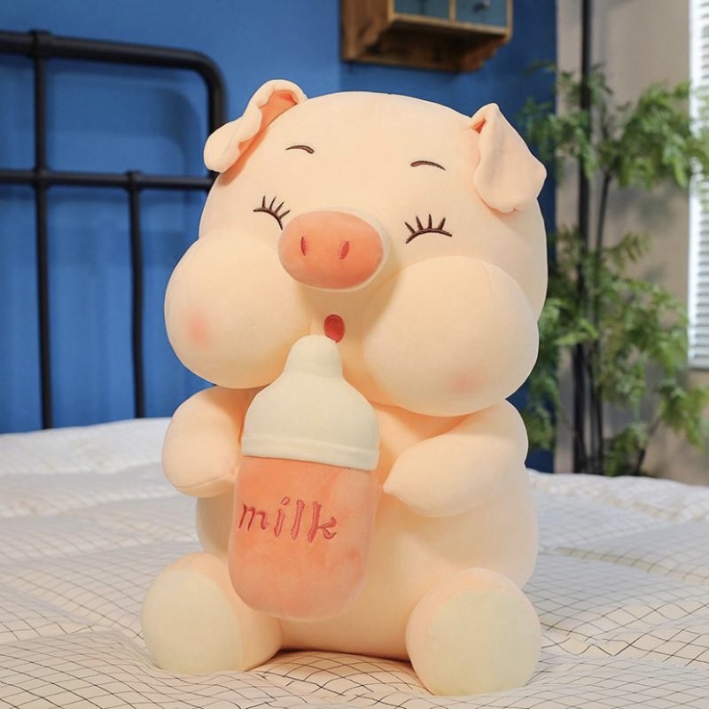 Boneka Pig Bottle Milk Terbaru Viral Boneka Babi Pegang Botol Susu Murah Lembut Lucu Berlabel SNI