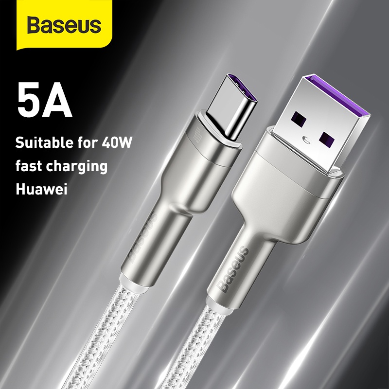 Baseus Cafule Metal USB Type C Data Cable 5A 40W Fast Charging QC