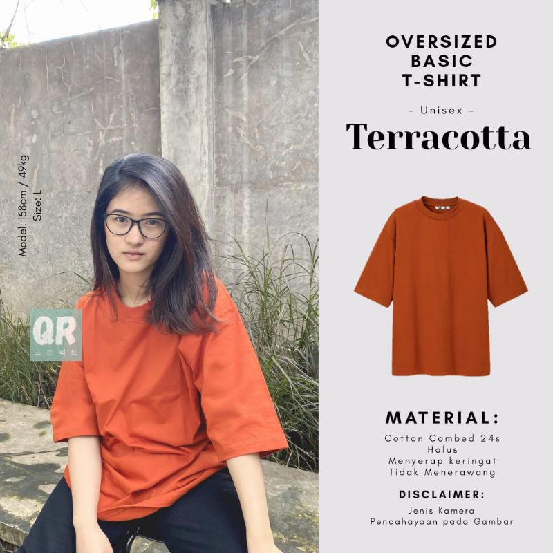 KAOS POLOS OVERSIZE UNISEX COTTON COMBED 24S PREMIUM OVERSIZED TSHIRT-Terracotta