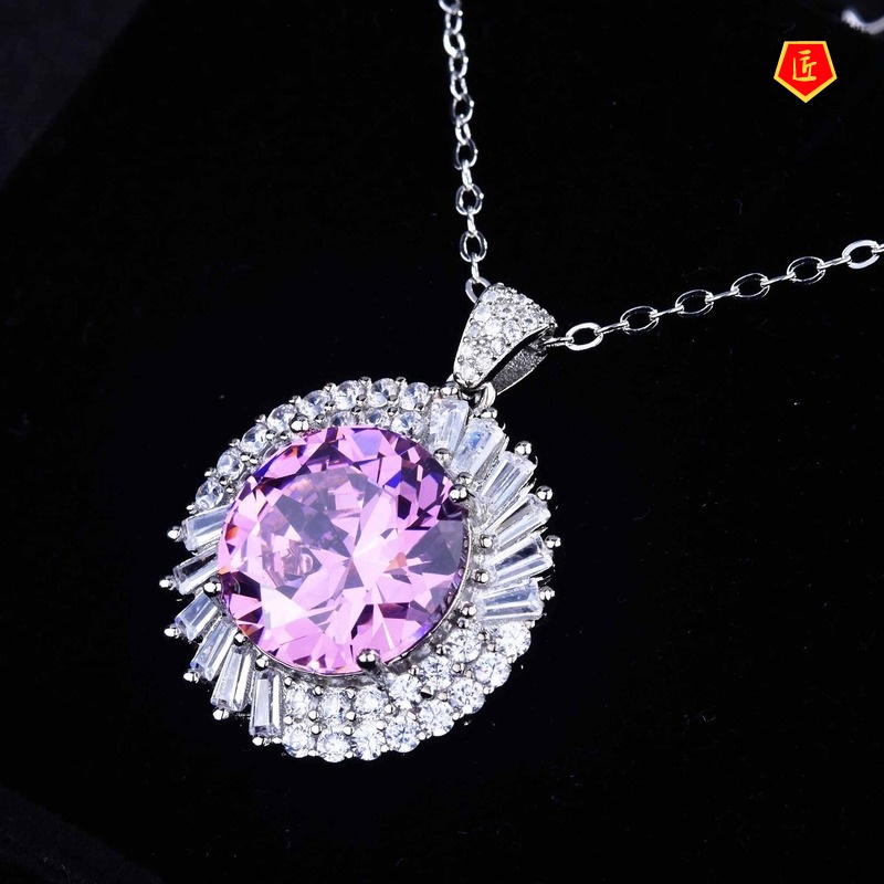 [Ready Stock]Large Carat Purple Diamond Pendant Elegant Fashion