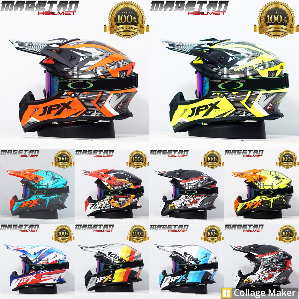 Helm JPX Cross FOX1 Motif Lengkap Paket gogle/kaca mata_Helm Cross Trail JPX Original