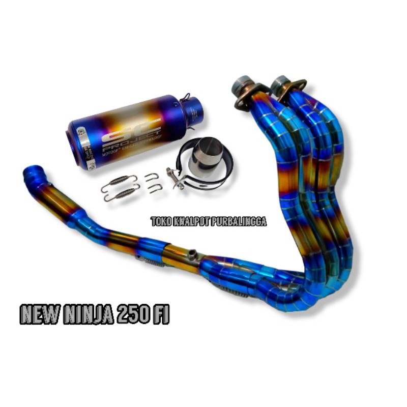 KNALPOT SC PROJECT CRT BLUE IMPORT TAIWAN FULL SYSTEM CBR250RR NINJA 250 FI NEW OLD NINJA KARBU Z250
