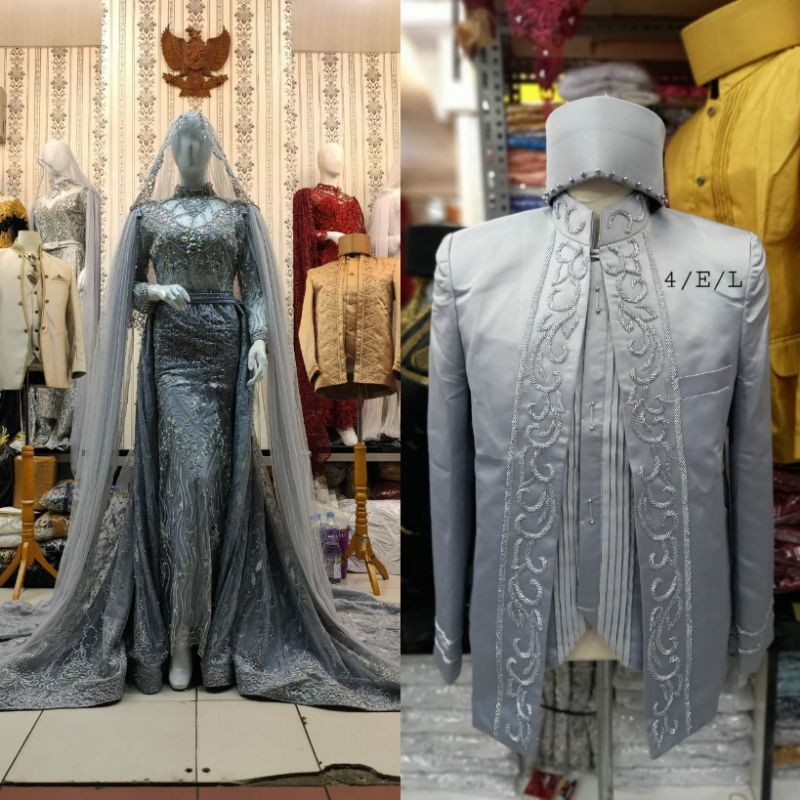 GAUN PENGANTIN COUPLE TERBARU//GAUN WEDDING JUBAH MEWAH BEREKOR//GAUN