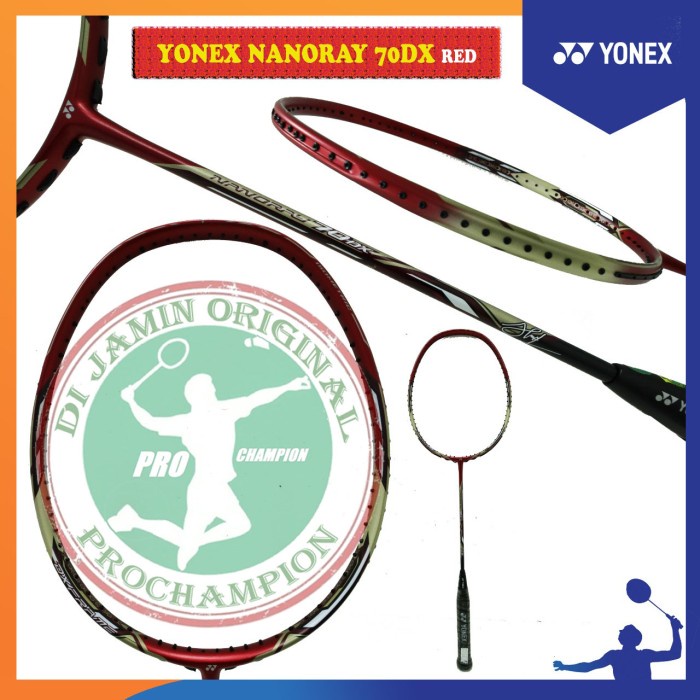 SALE YONEX NANORAY 70 DX AHSAN RED RAKET BADMINTON ORIGINAL - BATANGAN