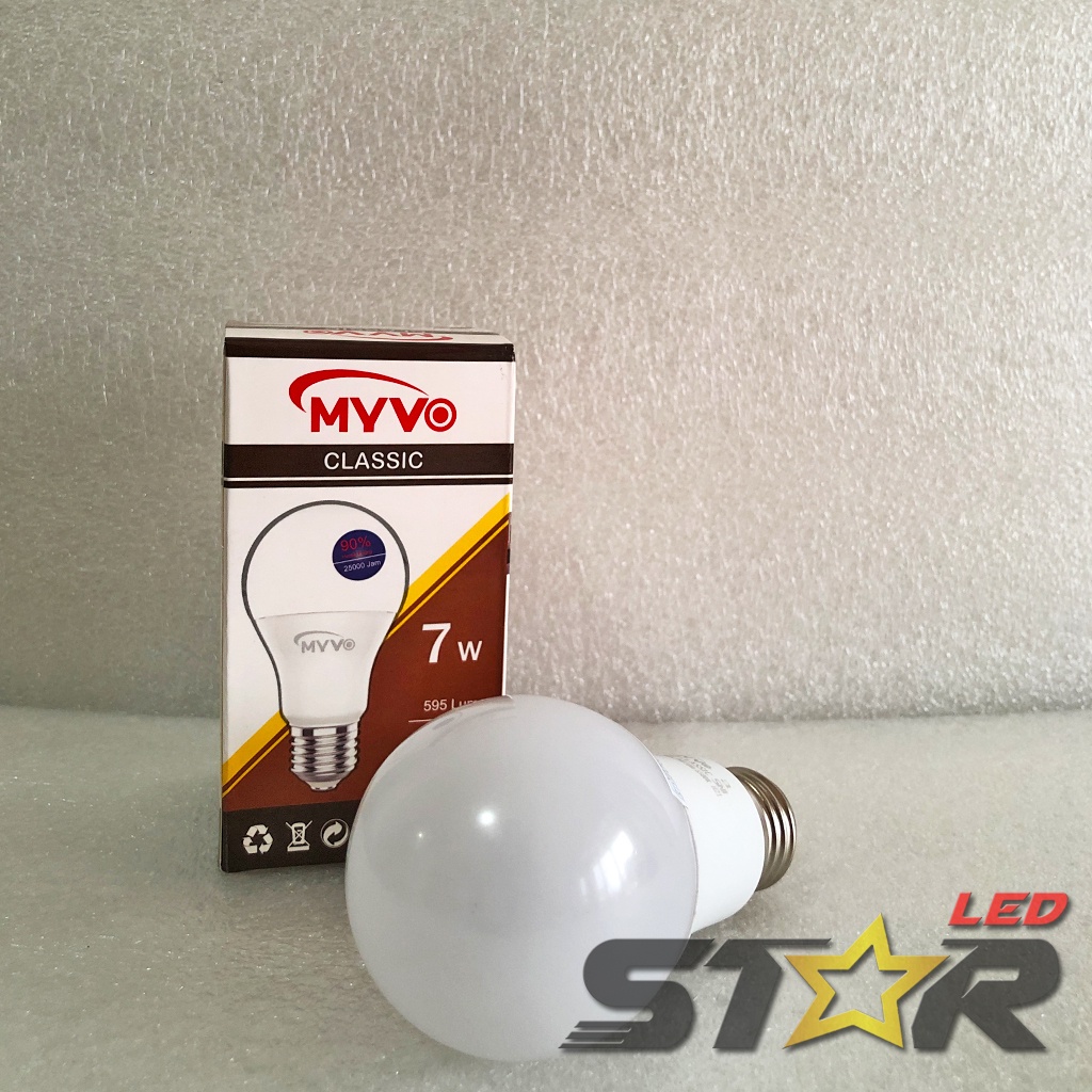 MYVO Classic Bulb A 3W, 5W, 7W, 9W Lampu Bohlam Bulat Murah Hemat Energi Irit Listrik 3 5 7 9 WATT Termurah Terlaris Star