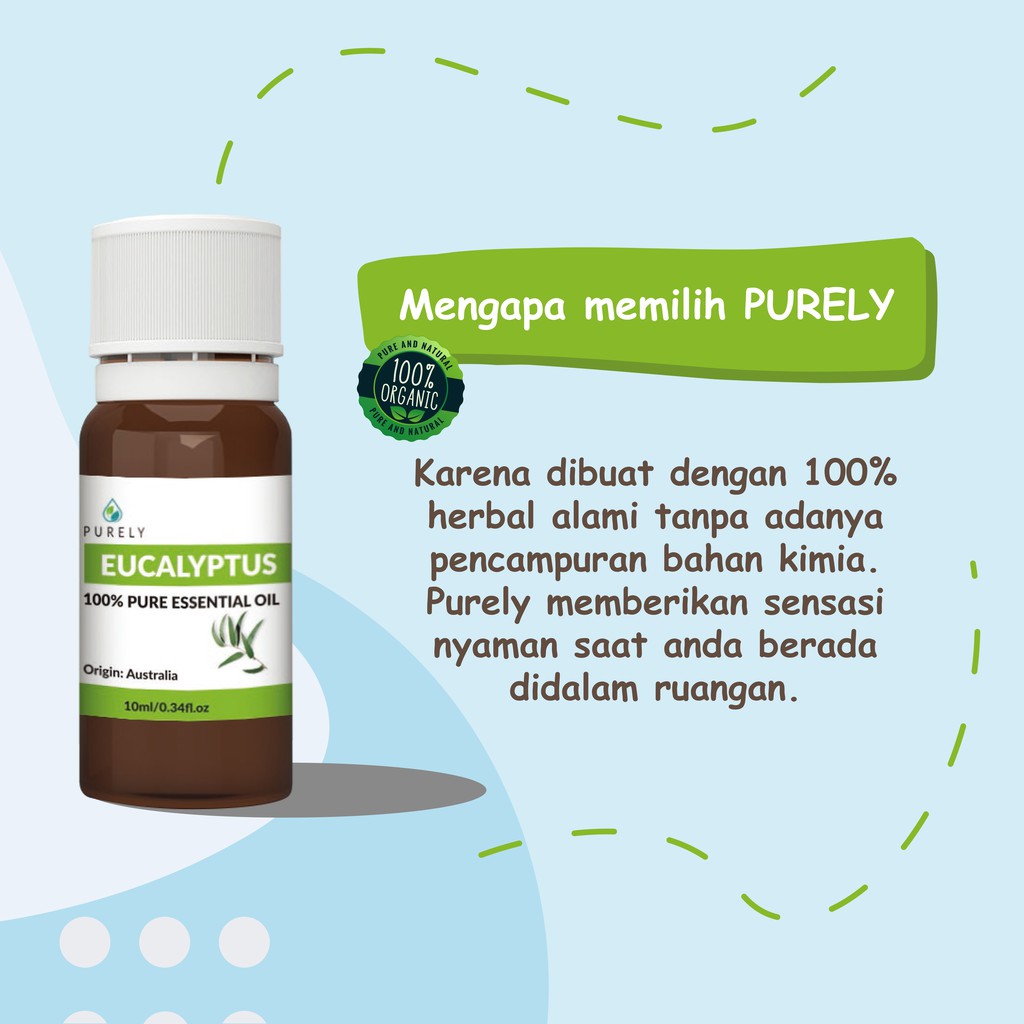 PURELY Eucalyptus essential oil dapat digunakan oleh anak-anak dan ibu hamil, Therapeutic-Grade 10ml