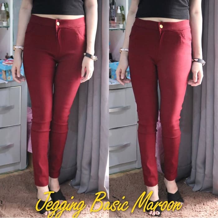 [Jegging Basic Maroon BC]Celana wanita cotton maroon