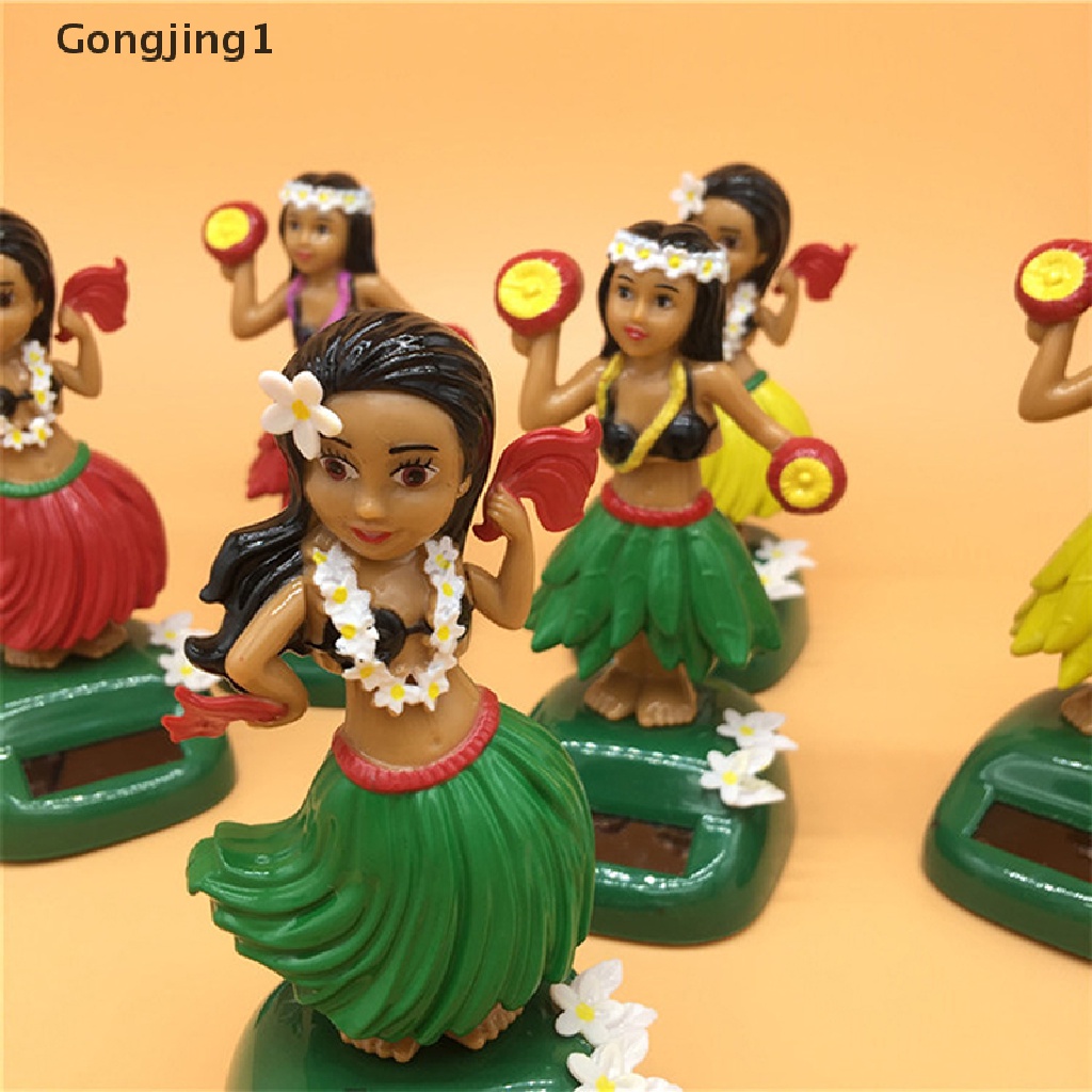 Gongjing1 Mainan Boneka Perempuan Hawaii Hula Menari Tenaga Surya Untuk Dekorasi Mobil