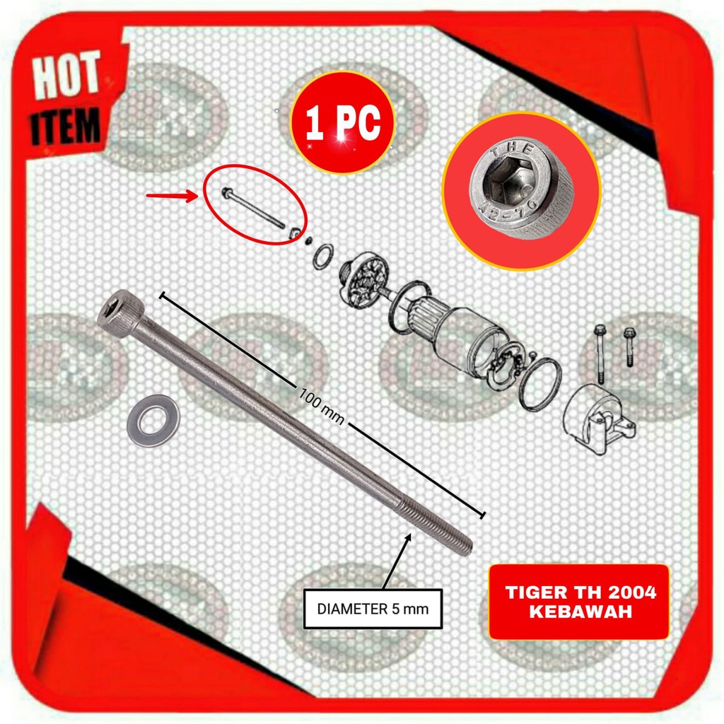 Baut L STAINLESS Tusuk Dinamo Stater Honda MEGAPRO | TIGER LAMA | TIGER REVO dsb