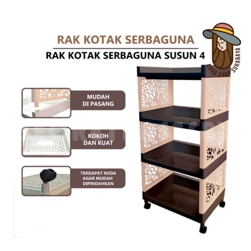 rak yoyo 4 susun, rak serbaguna/ lemari bongkar pasang/tempat penyimpanan/dekorasi rumah/ hiasan rua