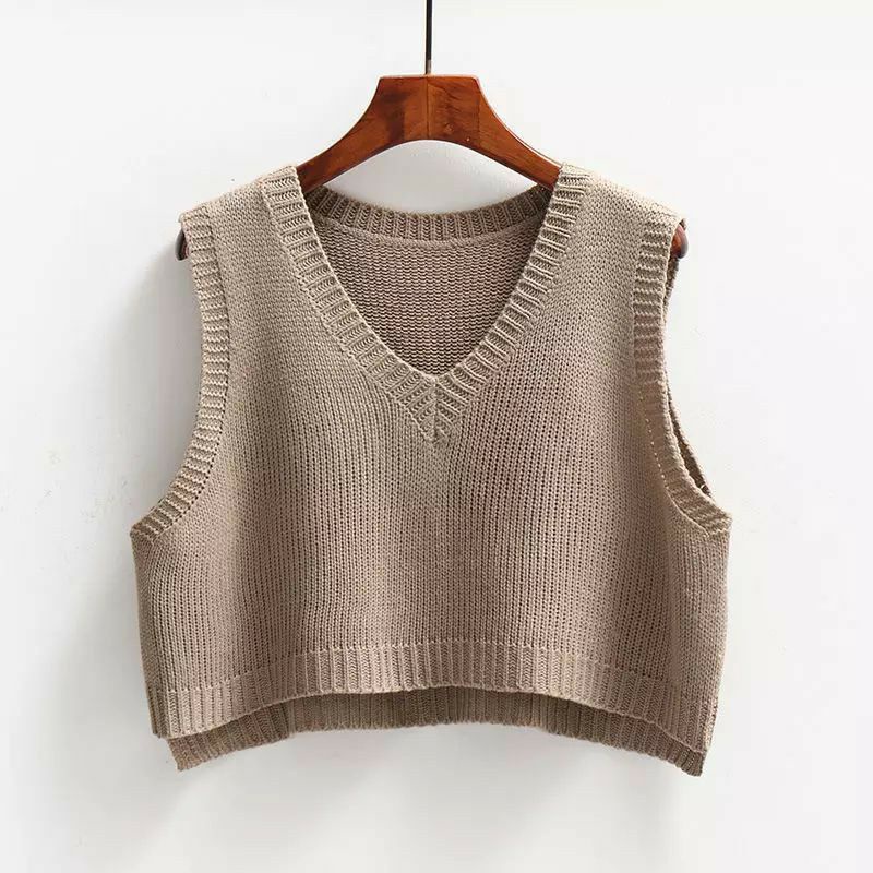 Rompi Natha Crop Rajut Vest Knite crop Rajut Fuchia Vneck crop