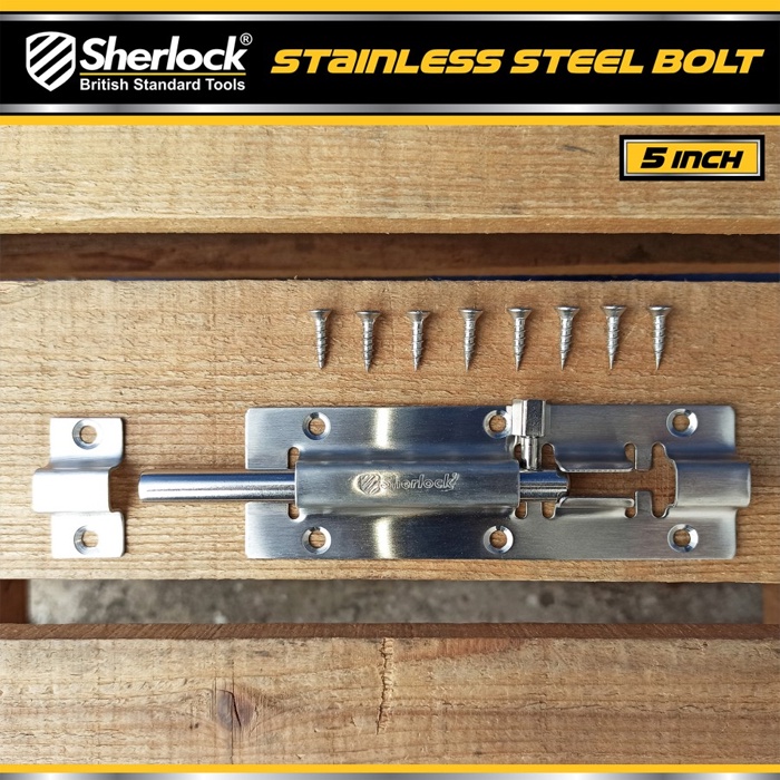 Grendel Slot Kunci Pintu 5 inch Sherlock Stainless Steel