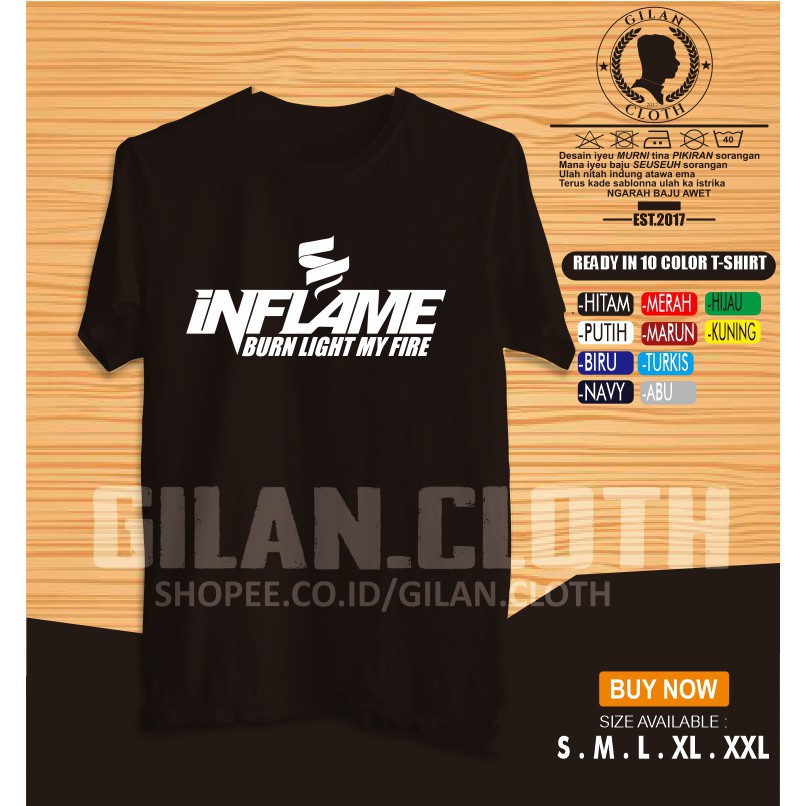 KAOS BAJU DISTRO INFLAME BURN THE LIGHT PRIA - CORNERQUEEN