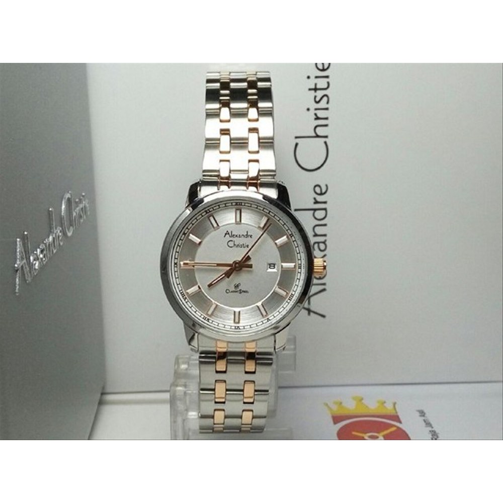 JAM TANGAN PRIA ALEXANDRE CHRISTIE 8511 AC 8511 ORIGINAL SILVER COMBI ROSEGOLD