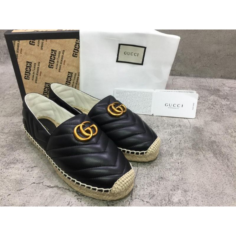 Gucci Quilted Leather Espadrilles Black