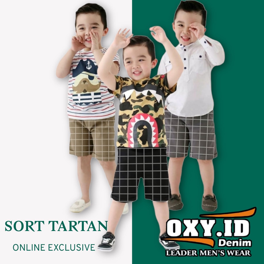 Celana pendek tartan celana motif kotak kotak unisex cowo cewe bhan stret mulur elastis