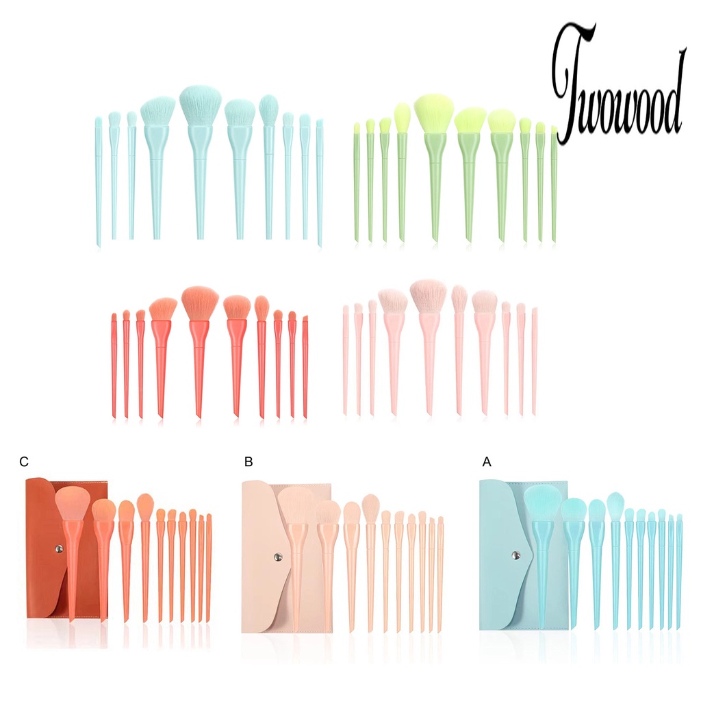 10pcs / Set Brush Eyeshadow Highlight Warna Permen Dengan Gagang Tiga Dimensi