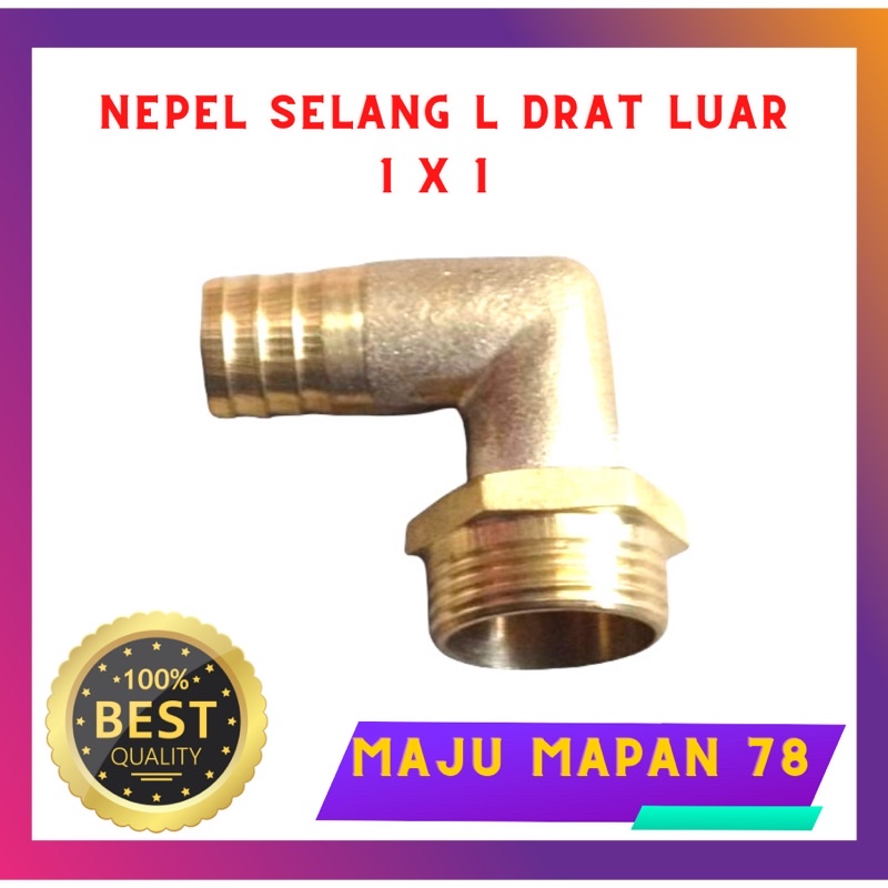 NEPEL SELANG (L) DRAT LUAR KUNINGAN uk 1” x  1”