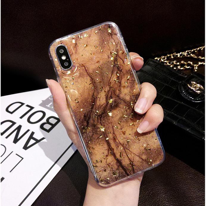 ACC CASING REDMI NOTE 8 PRO GLITTER MARBLE SOFT CASE BROWN