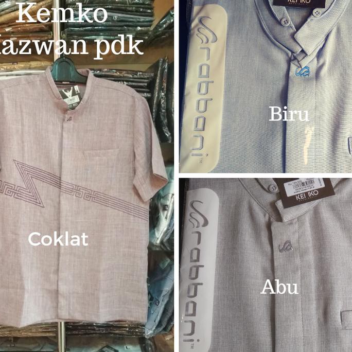 Rabbani Kemko Hazwan Pdk Koko Kemeja Muslim Pria Baju Pakaian Atasan - Abu-Abu Muda, M