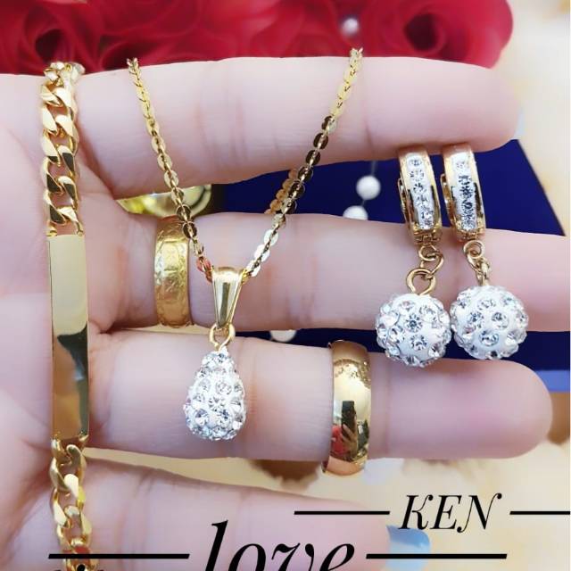 Titanium set perhiasan lapis emas 24K 0507