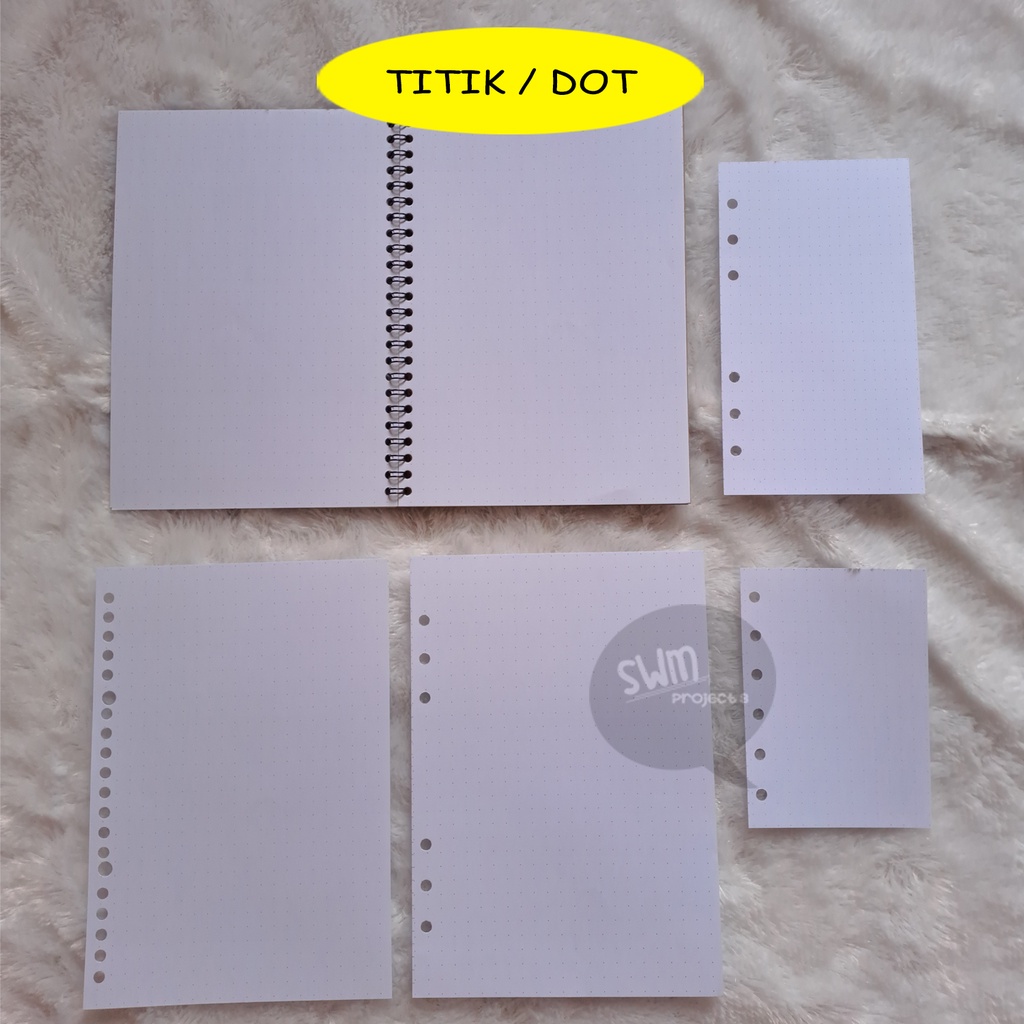 

planner Putih titik - dot notebook spiral refill loose leaf kertas isi binder filler A5 A6 A7 6ring