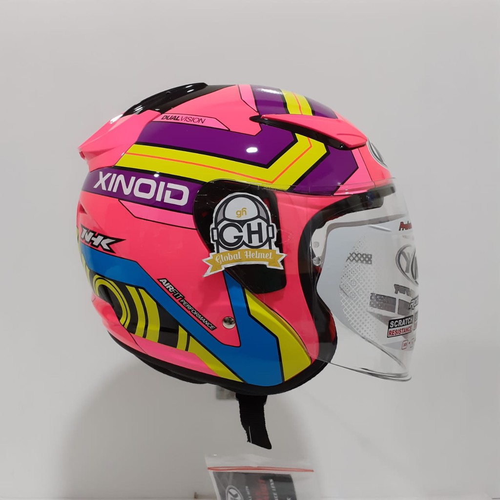 HELM NHK R1 XINOID NHK R-1 XINOID PINK FLOURECENT DOUBLE VISOR