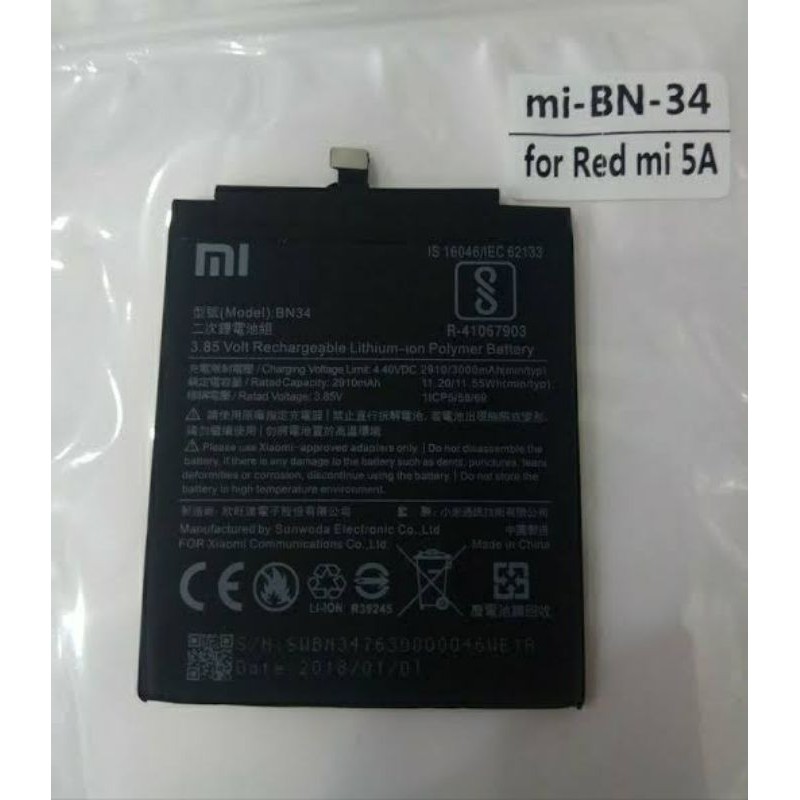 BATRE BATERAI XIAOMI REDMI 5A (BN34) ORIGINAL
