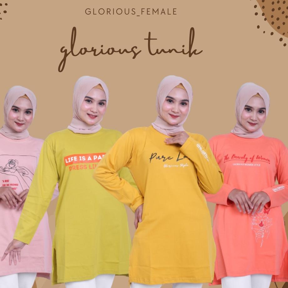 Terbaru.. Glorious - Tunik Wanita - Kaos Wanita - Pakaian Wanita - Atasan Tunik - Kaos Tunik - Baju 