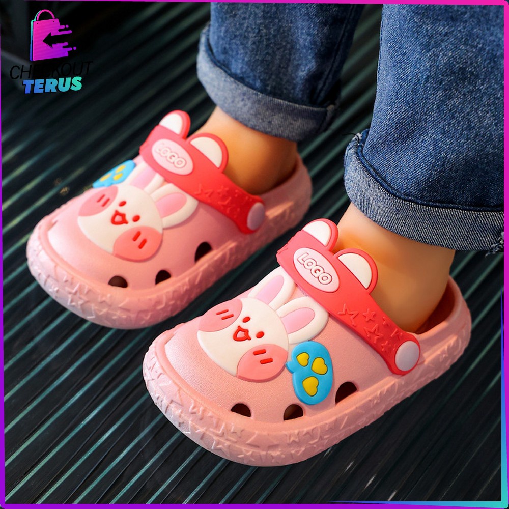 CT S42 Sepatu Sandal Anak Motif Kelinci Selop Karakter Lucu Anak Perempuan Laki Laki Slip On Slippers Kids Import