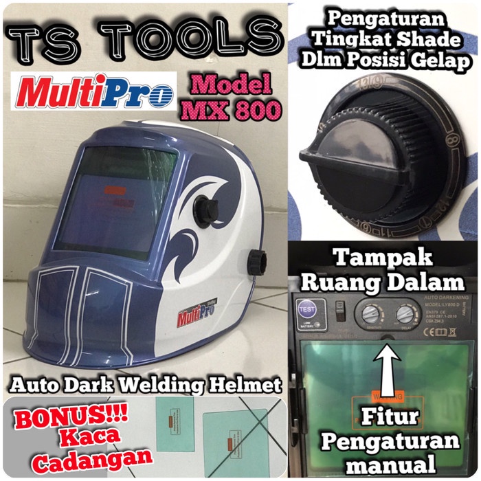Puki / Helm Topeng Kedok Las Otomatis Auto Darkning Multipro MX800 MX 800 Kekinian Terlaris