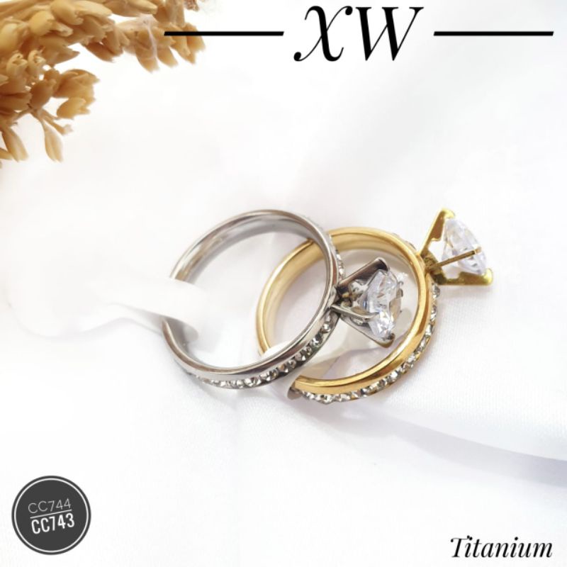 Cincin Titanium Full Zircon CC744/CC743