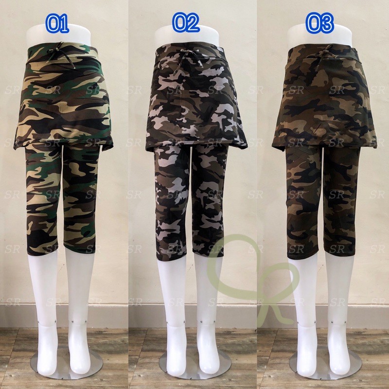 Legging Rok Army Pendek 7/8 Wanita Premium Import