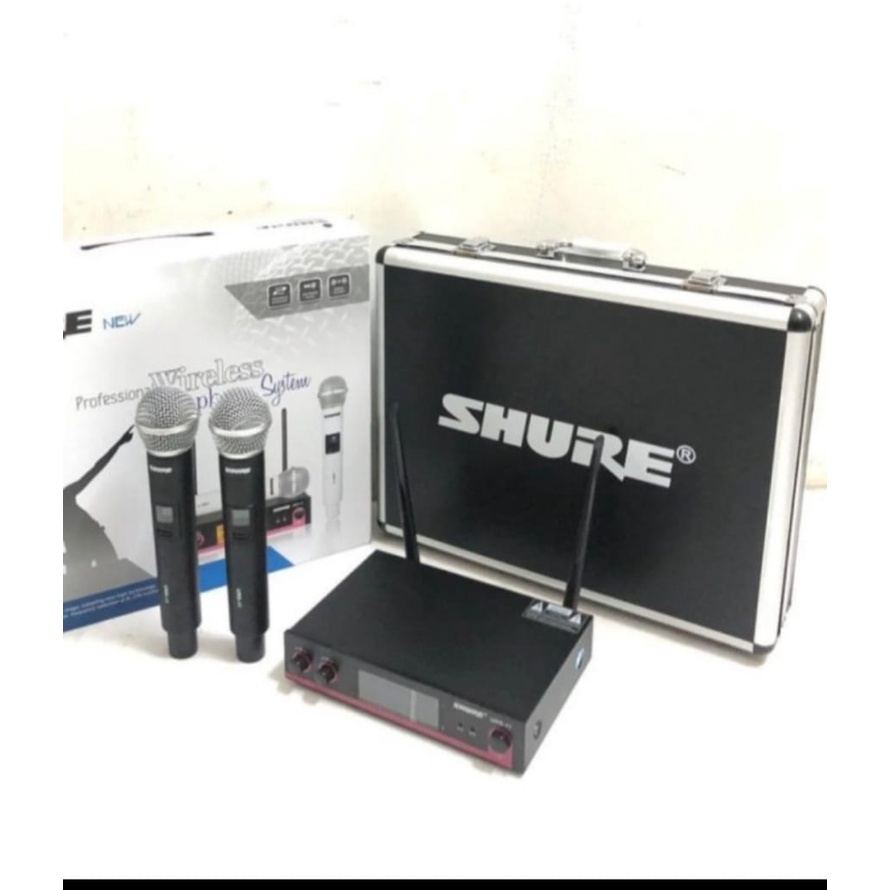 G587 SHURE MIC HANDLE SEPASANG WIRELESS DIGITAL MIKROPON KOPER DISPLAY SOUNDBEST VOKAL ARTIS PROFESIONAL  BEST SISTEM AUDIO PANGGUNG LEGENDARY  PENGERAS SUARA HIFI JERNIH DAN SENSITIF BISA UNTUK ACARA MC PIDATO CERAMAH DLL PRAKTIS BERKHUALITAS DAN MURAH