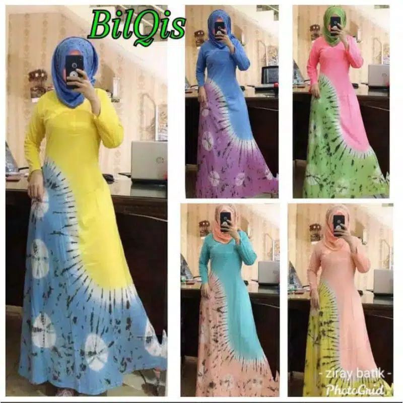 Gamis Kaos Tiedye/ Gamis Kaos Murah / Gamis Kaos Busui / Gamis Kaos Resleting Depan