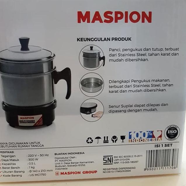 Yf Maspion Mec 1750 Panci Listrik Multi Cooker Shopee Indonesia