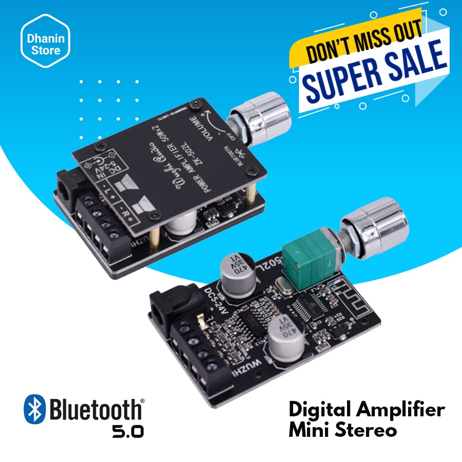Kit Driver Modul Power Amplifier Amplifer Ampli Board Mini Bluetooth Rakitan Class D Stereo 5v - 24 